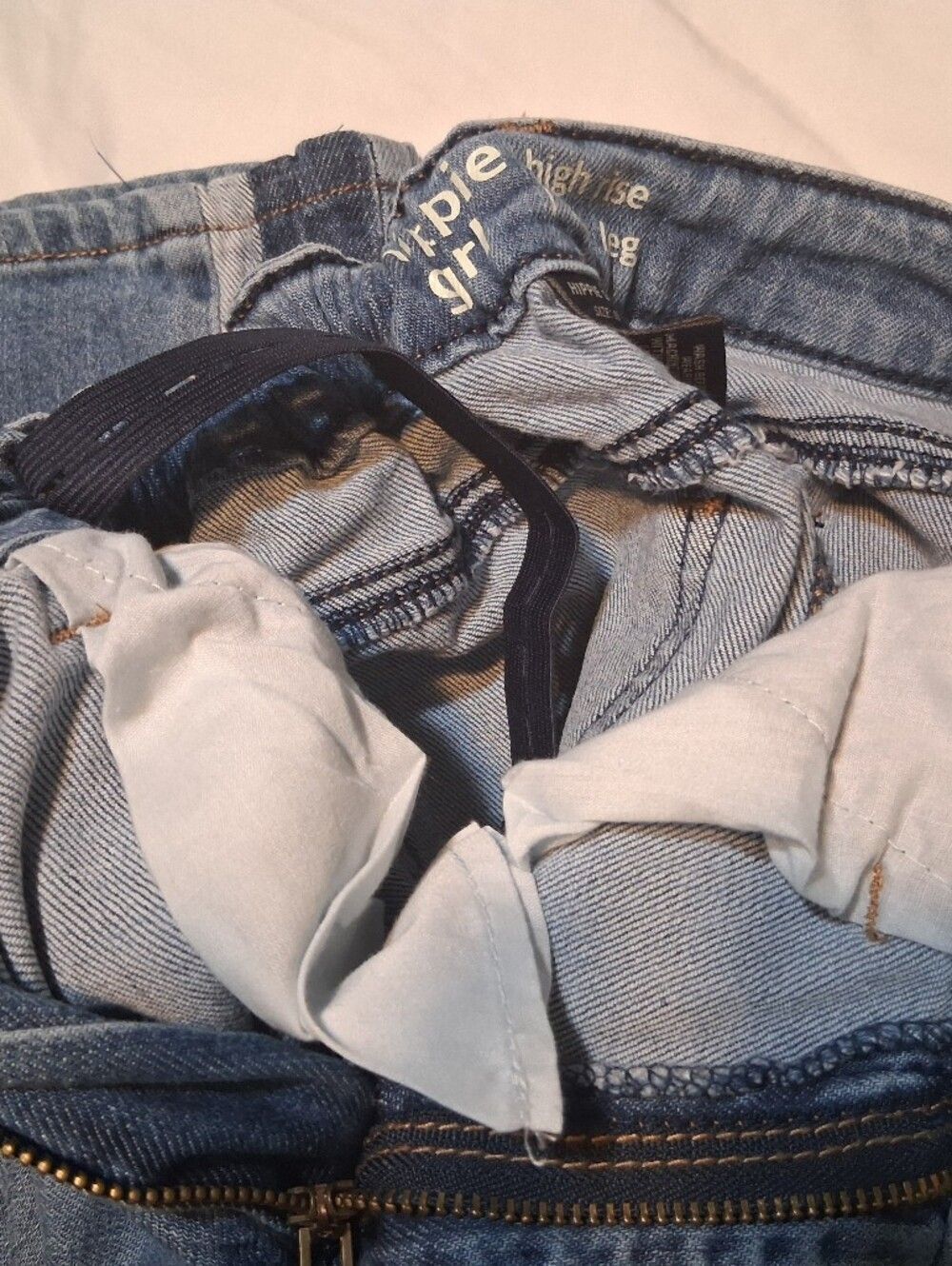 Hippie Girl NWT High Rise Wide Leg Jeans Medium Wash Side Stripe Size 10 - Picture 10 of 13